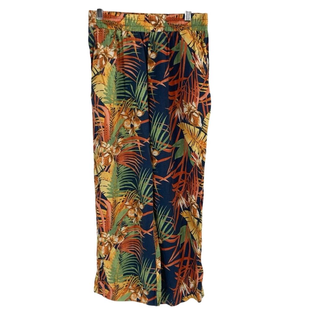 Panama Jack Tropical Print Elastic Waist Relax Leg Pant Resort Vacation Size Lg